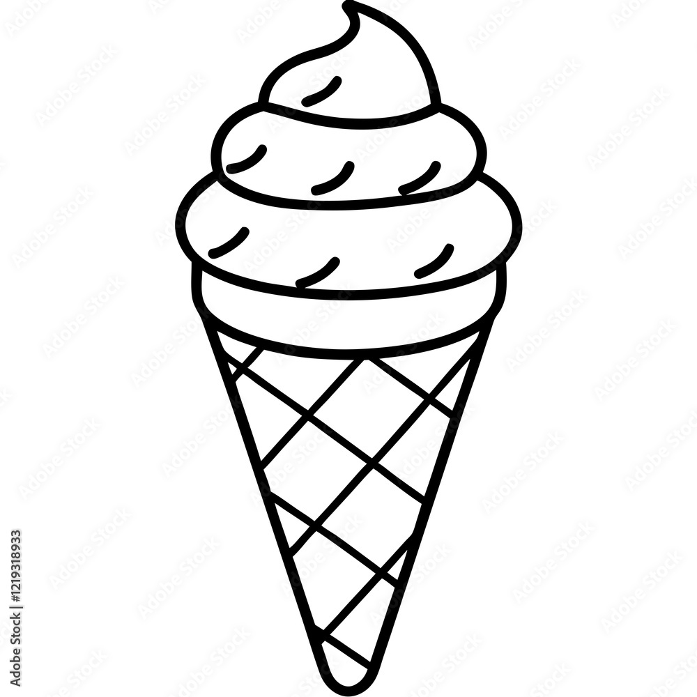 Elegant Line Art of Ice Cream Cones Elegant Line Art of Ice Cream Cones