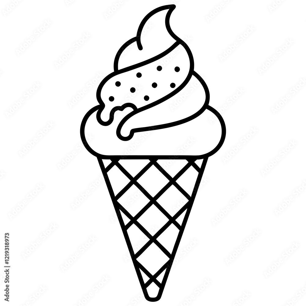 Elegant Line Art of Ice Cream Cones Elegant Line Art of Ice Cream Cones