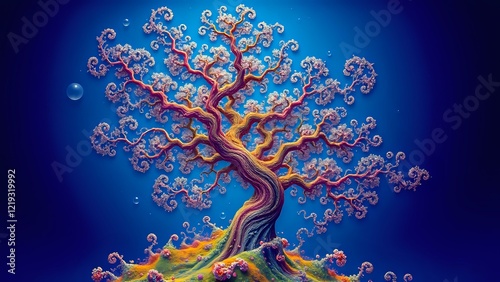 Vibrant Fractal Tree Landscape - Mandelbrot Inspired Abstract Wallpaper