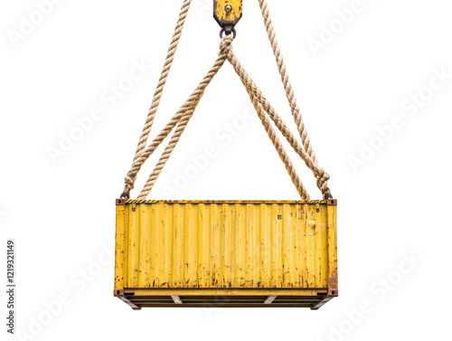 Isolated Yellow Shipping Container Hanging