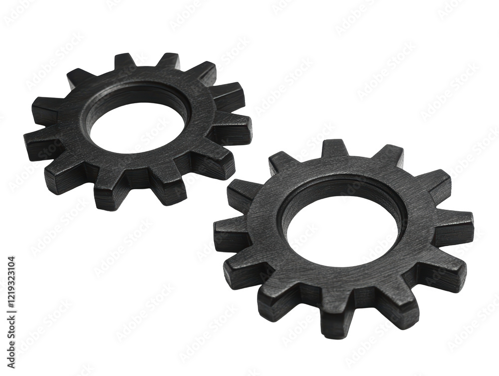 Isolated Two Black Metal Gear Wheels Isolated Two Black Metal Gear Wheels
