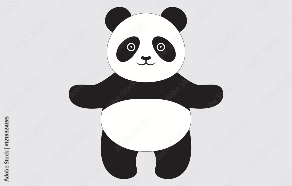 Fototapeta premium Hand drawn panda cute cartoon illustration on white background 