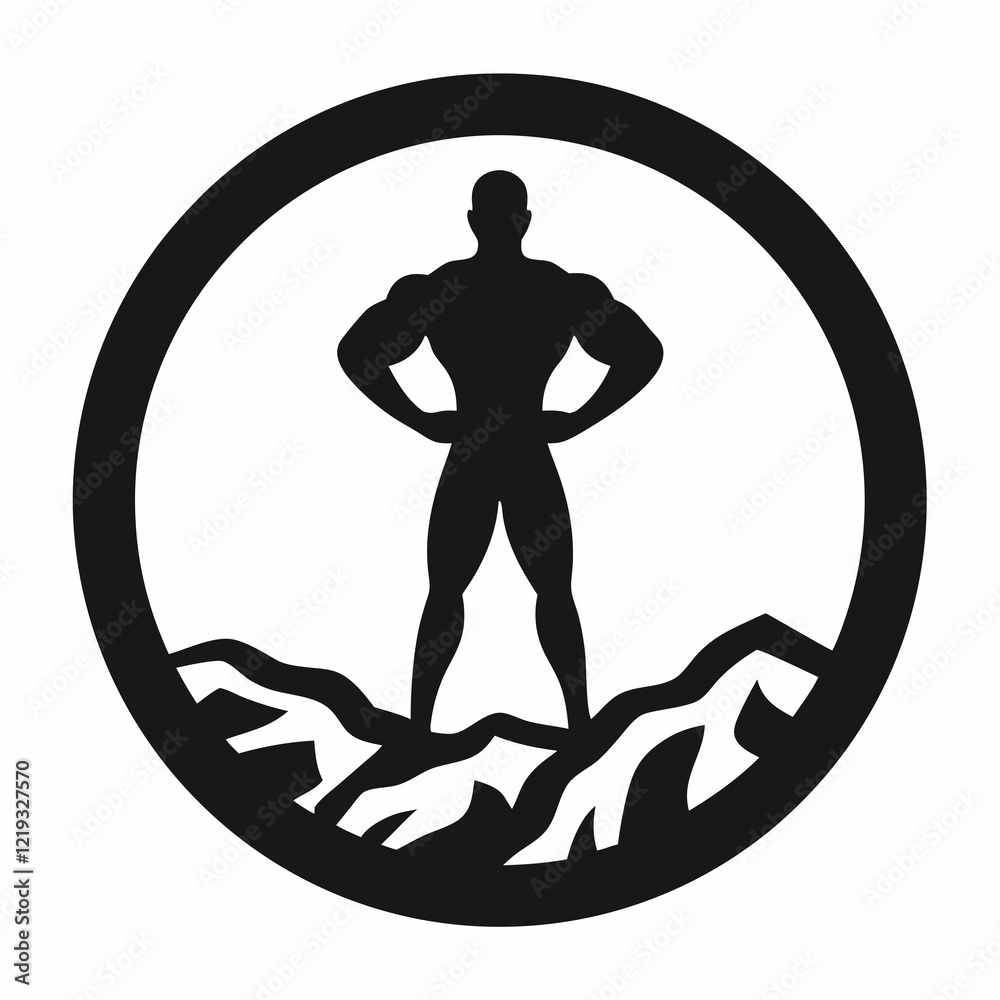 Minimalist Strongman Vector in a Circular Frame Minimalist Strongman Vector in a Circular Frame