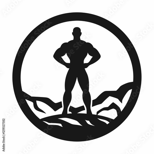 Minimalist Strongman Vector in a Circular Frame