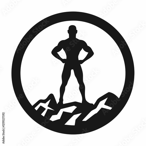 Minimalist Strongman Vector in a Circular Frame