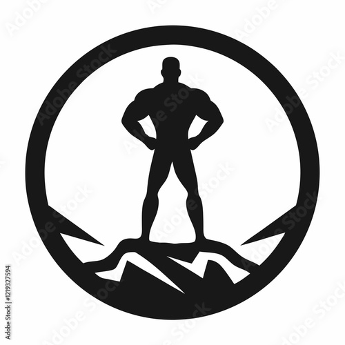 Minimalist Strongman Vector in a Circular Frame