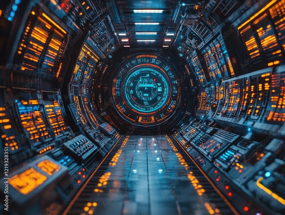 Fototapeta premium Explore Futuristic Spaceship Corridor