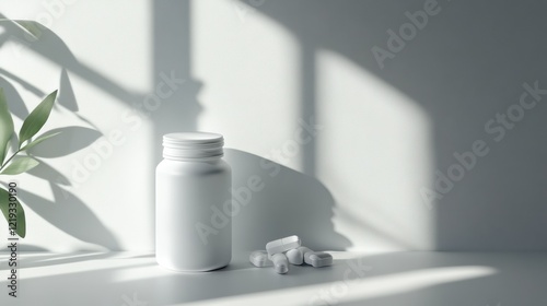 Wallpaper Mural A white bottle of pills is on a table with a white pill bottle next to it by Generative AI Torontodigital.ca