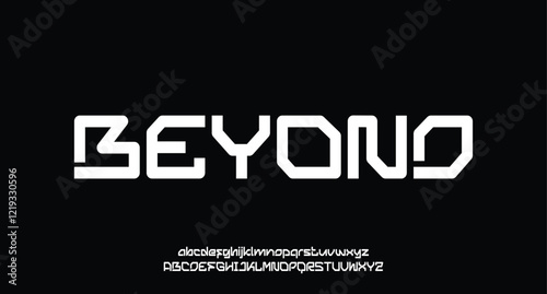 Beyond, Abstract technology science alphabet lowercase font. digital space typography vector illustration design