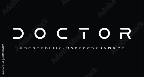 Doctor, Abstract technology science alphabet lowercase font. digital space typography vector illustration design