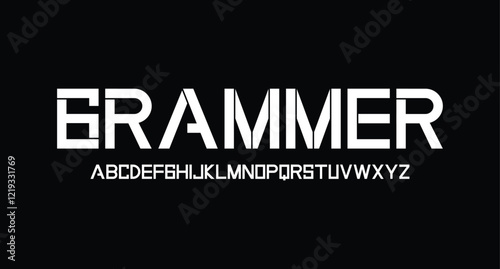 Futuristic font, modern scifi typeface design. Alphabet vector illustration