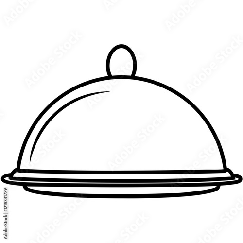 Elegant Serving Tray Line Art Illustrations