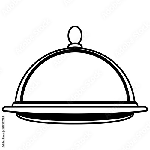 Elegant Serving Tray Line Art Illustrations