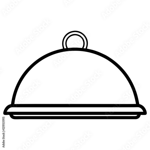 Elegant Serving Tray Line Art Illustrations
