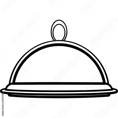 Elegant Serving Tray Line Art Illustrations