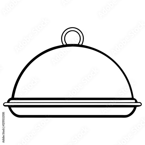 Elegant Serving Tray Line Art Illustrations