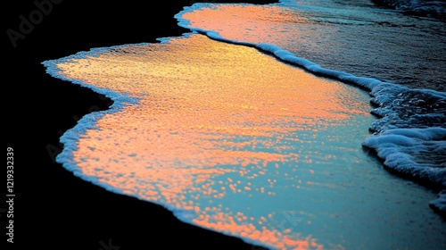 Sunset reflecting on ocean waves at the beach.