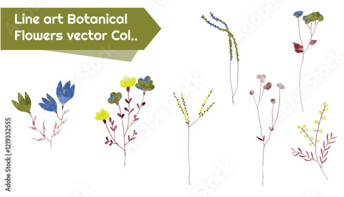 Hand drawn botanical vector flower vector set 