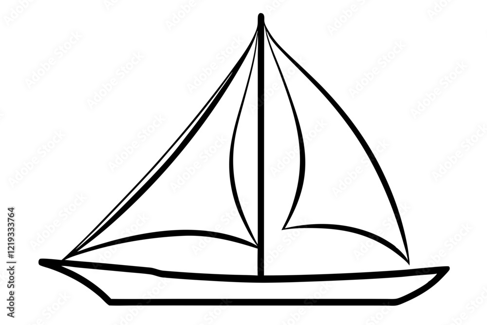 Graceful Sailboat Icon with Detailed Sails and Mast - Vector Illustration Graceful Sailboat Icon with Detailed Sails and Mast - Vector Illustration