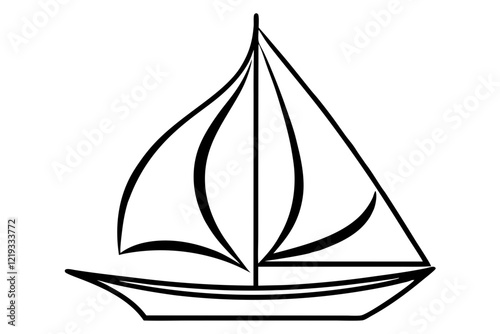 Graceful Sailboat Icon with Detailed Sails and Mast - Vector Illustration