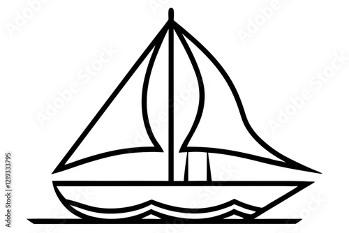 Graceful Sailboat Icon with Detailed Sails and Mast - Vector Illustration