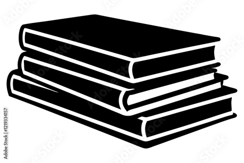 Books icon, stack of black books silhouette vector 