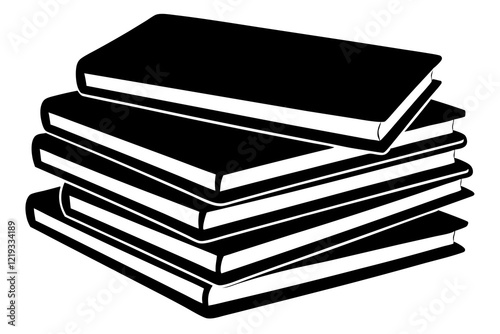 Books icon, stack of black books silhouette vector 