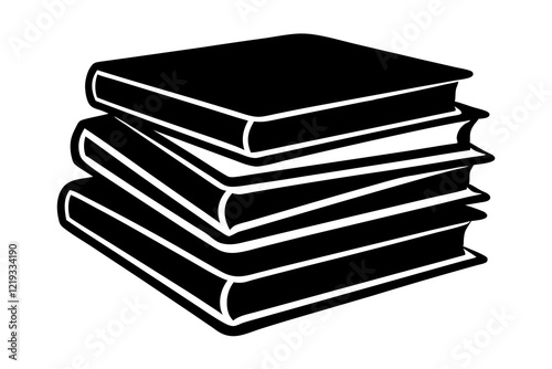 Books icon, stack of black books silhouette vector 