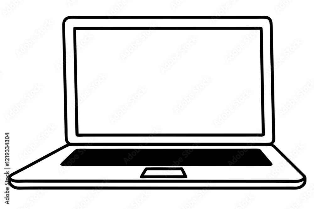 Laptop Vector Illustration Line Drawing - SVG Laptop Vector Illustration Line Drawing - SVG