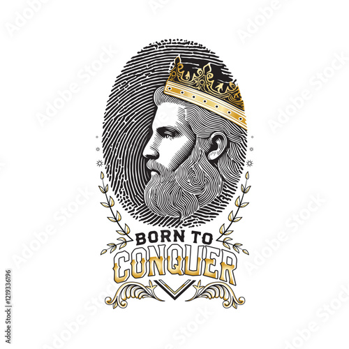 Born to Conquer-Exclusive Golden Motivational Powerful Vector Illustration photo