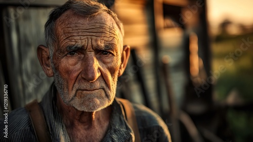 Wallpaper Mural Senior farmer posing at golden hour on farm Torontodigital.ca