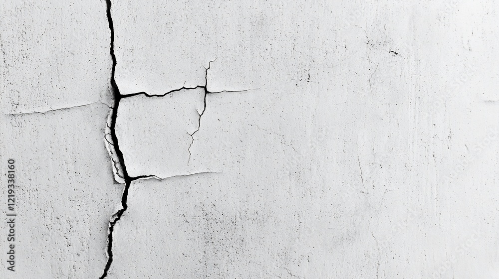 Obraz premium Cracked white painted wall texture.