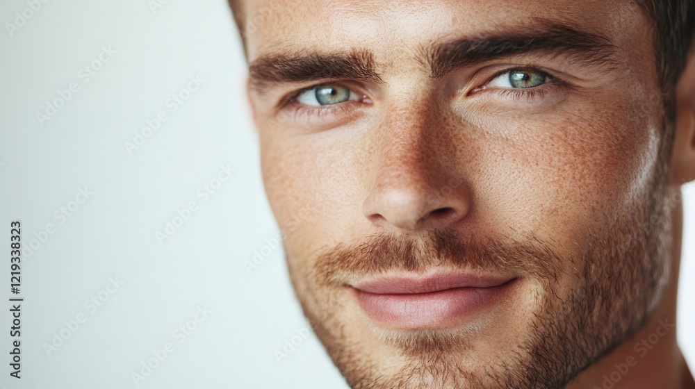 Handsome male model showing perfect skin and light eyes Handsome male model showing perfect skin and light eyes