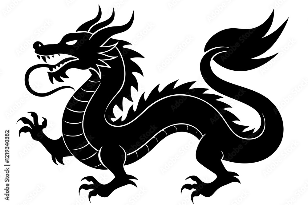 Dragon silhouette, chinese dragon vector silhouette, dragon icon Dragon silhouette, chinese dragon vector silhouette, dragon icon