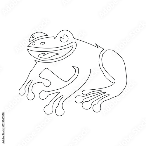 Frog Line Art Illustration Vector With White Background.