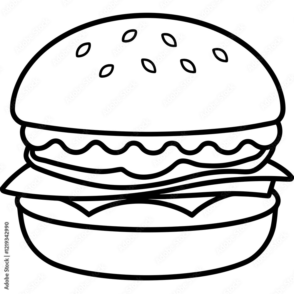 Minimalist Burger Line Art Vector Design Minimalist Burger Line Art Vector Design