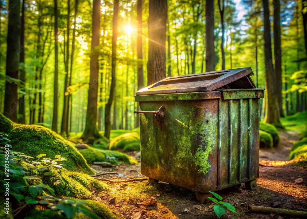 Rustic Forest Trash Can: Sustainable Waste Disposal in Nature Rustic Forest Trash Can: Sustainable Waste Disposal in Nature