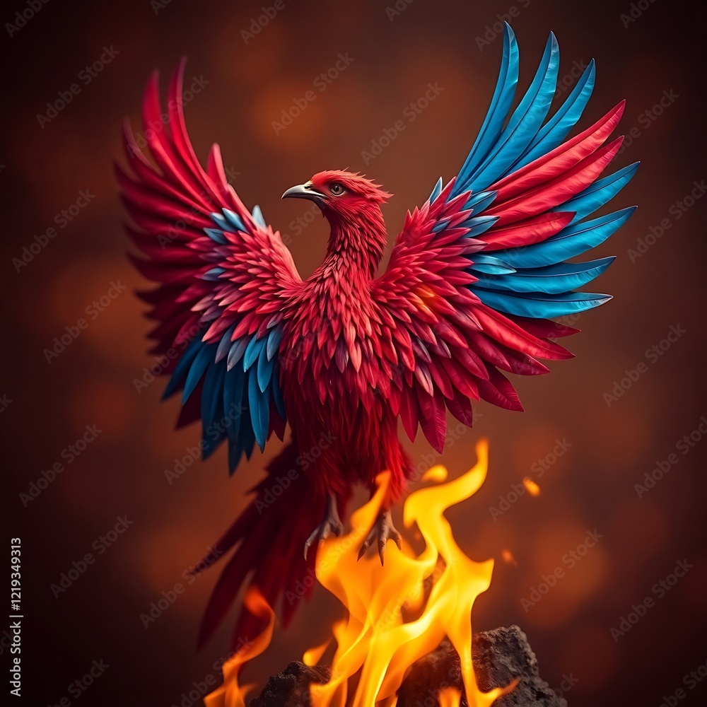 Obraz premium Majestic phoenix rises from flames.