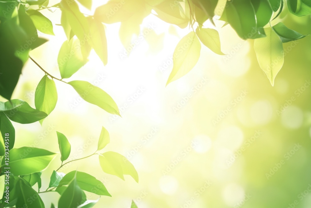 A tree with vibrant green leaves, illuminated by warm sunlight A tree with vibrant green leaves, illuminated by warm sunlight