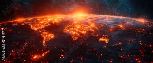 Fiery Planet: Global Inferno Sunrise