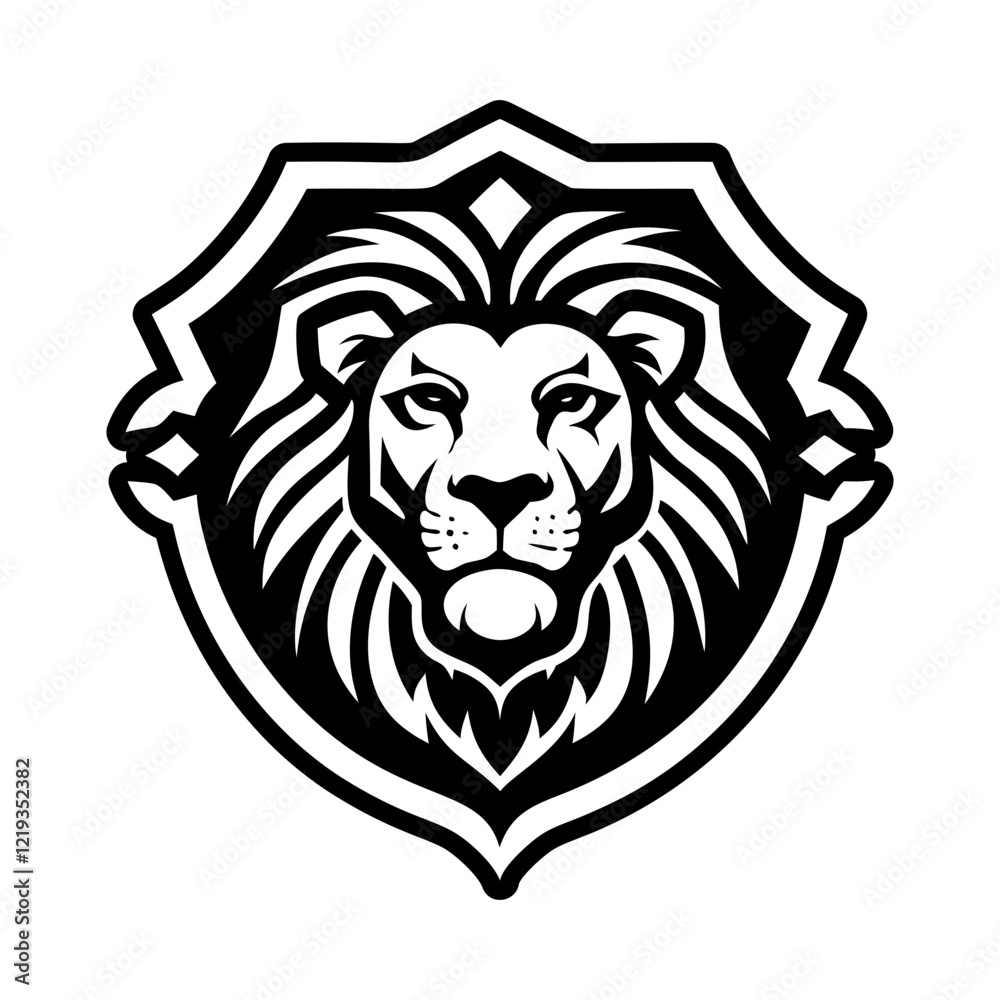 Obraz premium Lion crest icon in glyph style