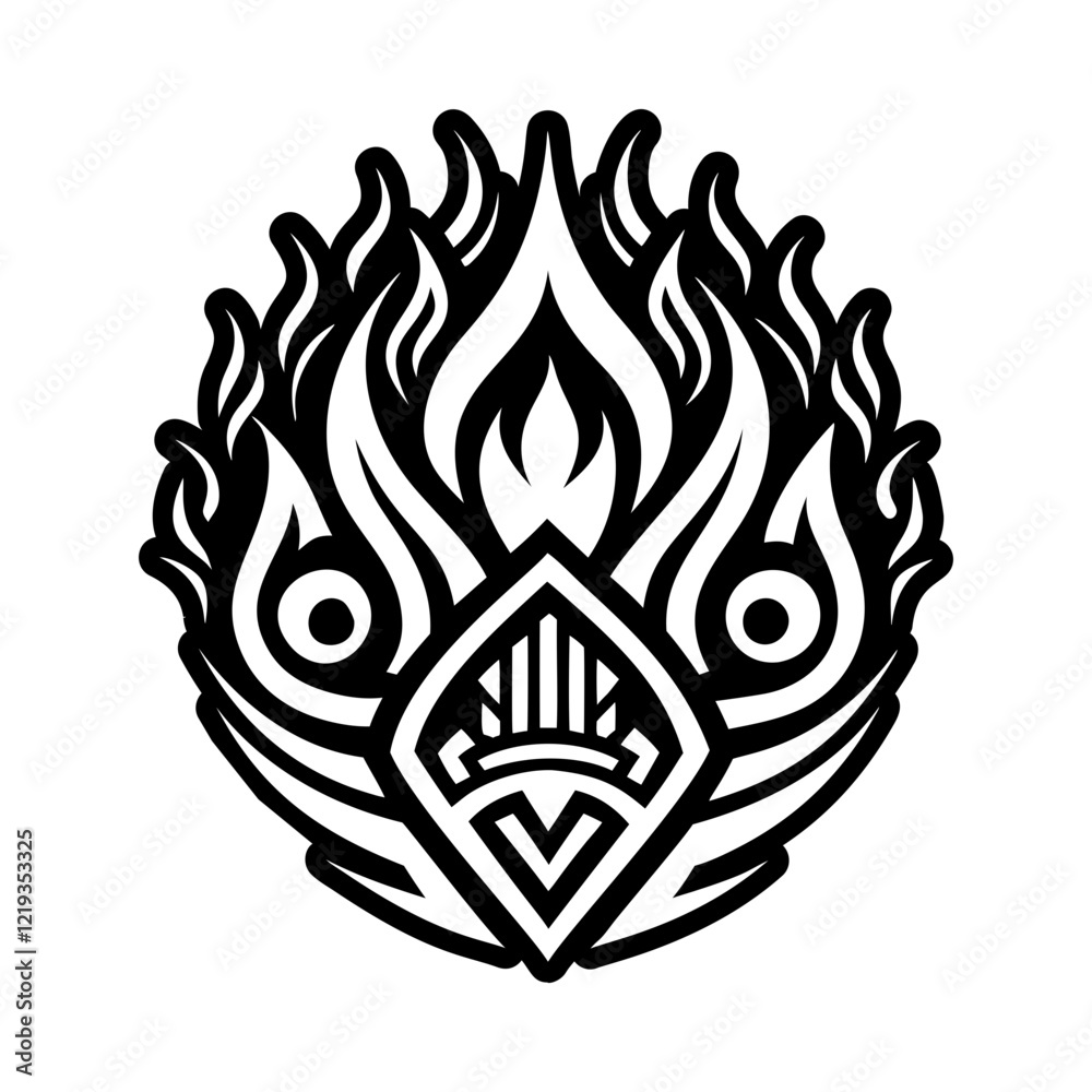 Fototapeta premium Tribal flame symbol icon in glyph style