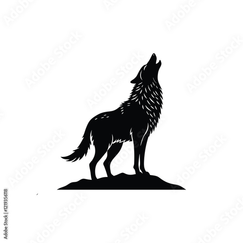 howling wolf icon illustration, howling wolf silhouette