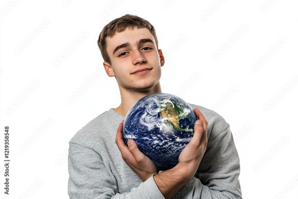 A person grasping a spherical representation of the Earth, conveying exploration and discovery A person grasping a spherical representation of the Earth, conveying exploration and discovery