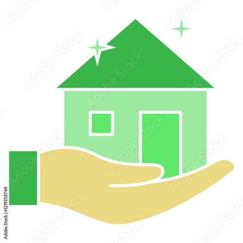 house in hand. save home. cleaning house icon