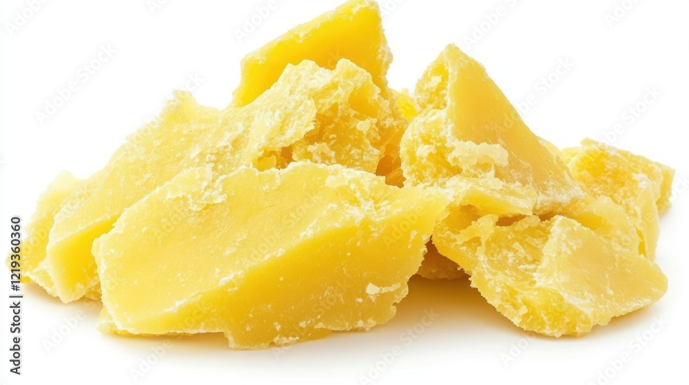 Golden Yellow Beeswax Chunks, Natural Product Close-up Golden Yellow Beeswax Chunks, Natural Product Close-up