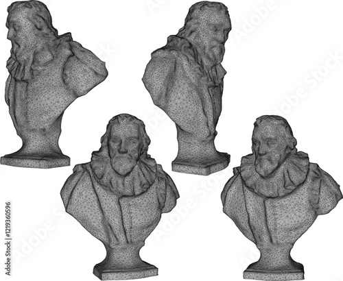 sketch vector illustration silhouette design statue half body soldier philosopher thinker roman greek classic vintage ethnic europe
