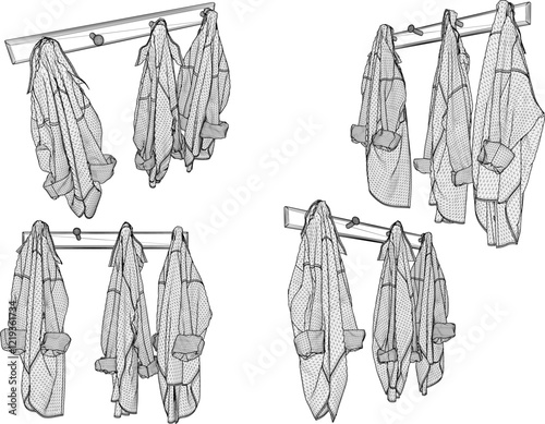 vector illustration design image of clothes rack hanger containing newly worn clothes