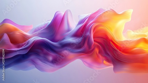 Abstract digital visualization of flowing waves in vibrant colors, photo