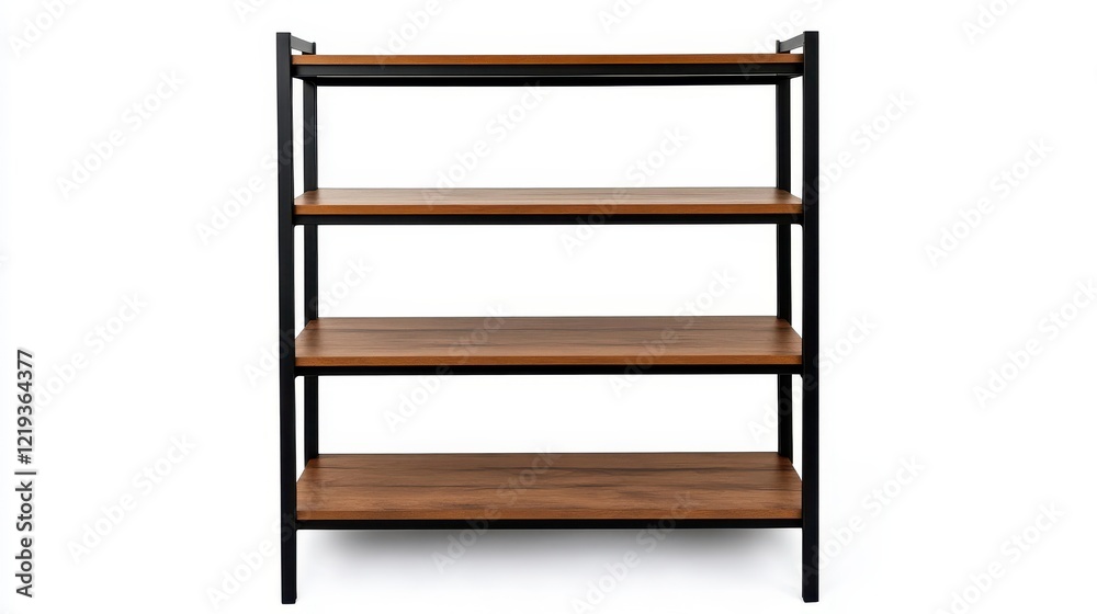 Modern Wooden Shelf with Black Metal Frame Modern Wooden Shelf with Black Metal Frame